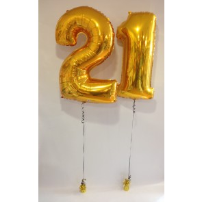 Large Gold 21 Balloon Numbers