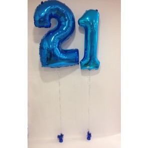 Large Blue 21 Number Balloons