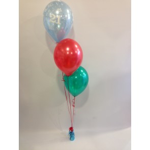 Age 21 Pale Blue, Red and Green 3 Latex Staggered Bouquet