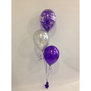 Age 21 Purple and Silver 3 Latex Staggered Bouquet