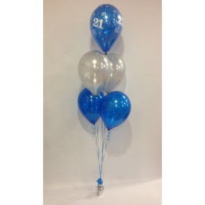 Age 21 Sapphire Blue and Silver 5 Latex Bouquet