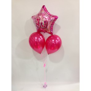 Age 40 Pink Glitz Balloon Bunch 