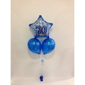 Age 50 Blue Glitz Balloon Bunch
