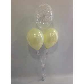 Age 50 Clear and Ivory 3 Latex Pyramid Balloon Bouquet