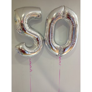 Large Silver 50 Number Balloons