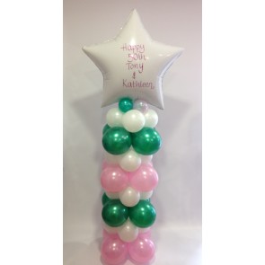 Age 50 Green, White and Pink Star Column