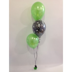 Age 60 Lime and Black 3 Latex Staggered Balloon Bouquet