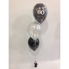 Age 60 Black and Silver 3 Latex Staggered Bouquet