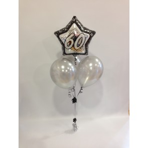 Age 60 Black and Silver Glitz Balloon Bundle 