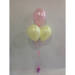 Age 60 Pink and Lemon 3 Latex Pyramid Balloon Bouquet