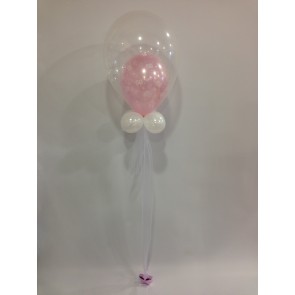 Age 60 Pale Pink Double Bubble Balloon