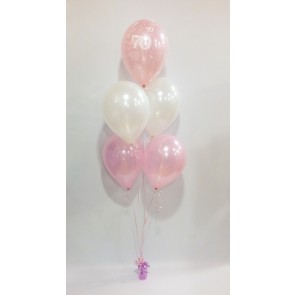 Age 70 Pale Pink and White 5 Latex Bouquet