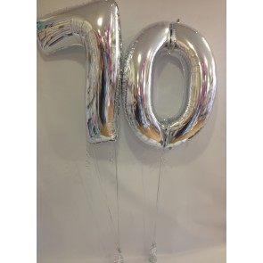 Large Silver 70 Number Balloons