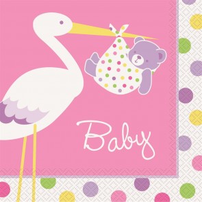 Baby Girl Stork Napkins