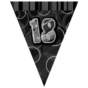 Age 18 Black and Silver Prism Pennant Banners 