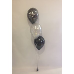 Black and Silver Engagement 3 Latex Staggered Balloon Bouquet