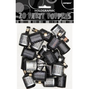 Black and Silver Glitz Party Poppers