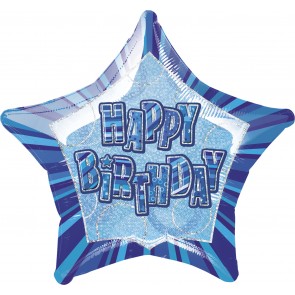 Blue Glitz Happy Birthday Foil Balloon