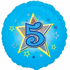 Age 5 Blue Star Foil Balloon