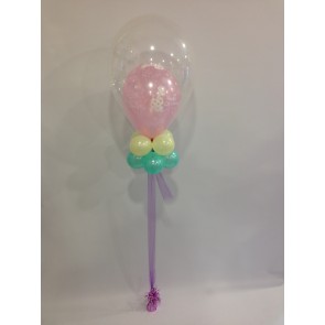 Pink Pony Christening Pastel Double Bubble Balloon with Double Collar 