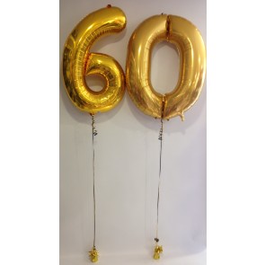 Large Gold 60 Number Balloons 
