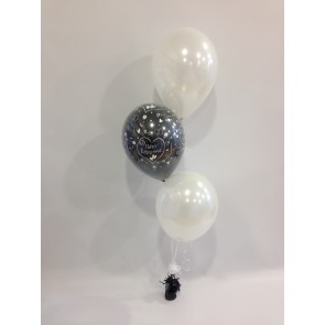 Happy Engagement Black and Silver 3 Latex Staggered Bouquet