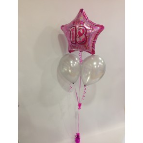 Age 18 Pink Glitz  Balloon Bunch