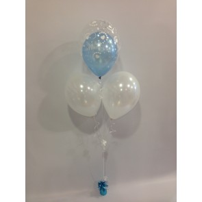 Pale Blue Just Married Double Bubble Balloon Bouquet