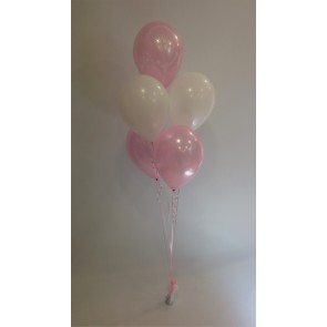 Pink & White 1st Holy Communion 5 Latex Balloon Bouquet 
