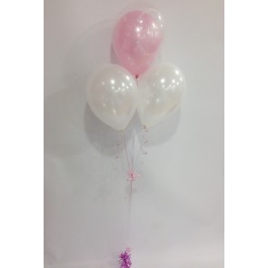 Pink & White Communion Double Bubble Balloon Bouquet 