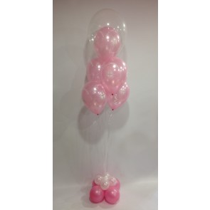 Pink Holy Communion Double Bubble Balloon Burst Statement Piece 