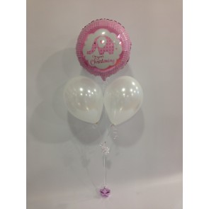 Pink and White Sweet Elephant Christening Balloon Bunch