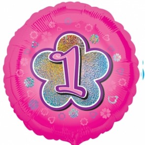 Age 1 Pink Flowers Foil Balloon