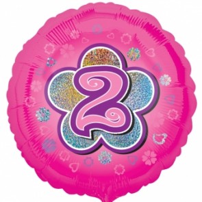 Age 2 Pink Flowers Foil Balloon