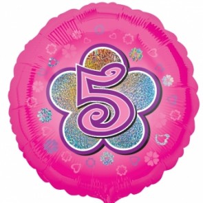 Age 5 Pink Flowers Foil Balloon