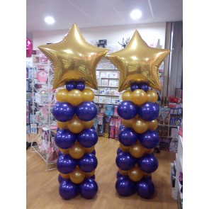  Purple and Gold Star Balloon Columns 