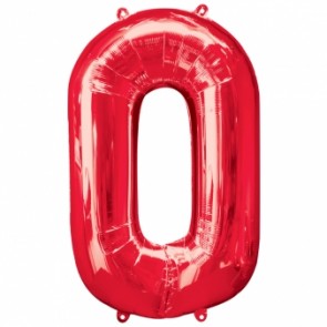Number 0 Red Super Shape Foil Balloon