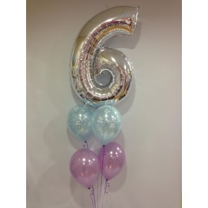 Silver 6 and 4 latex balloon bouquet