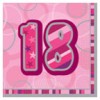 Age 18 Pink Glitz Paper Napkins